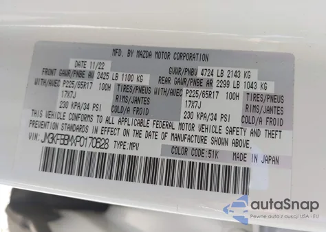 2023 Mazda Cx-5 2.5 S Select from USA, damaged, VIN JM3KFBBMXP0170628